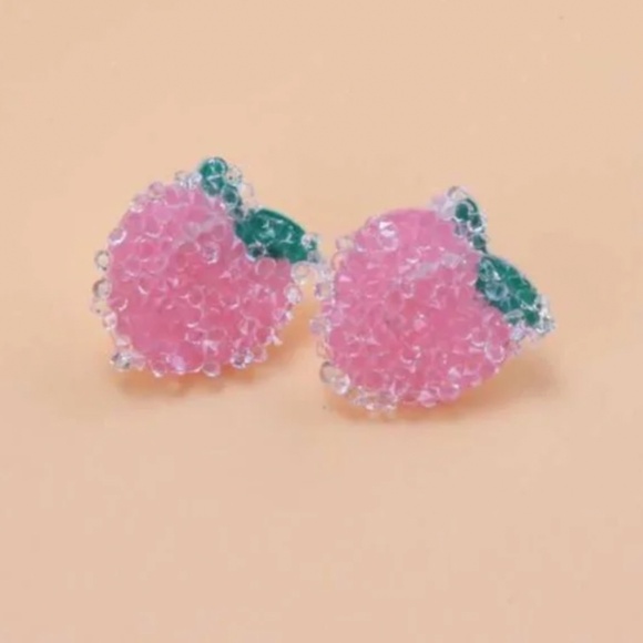 ❤️ FREE Peach Chic Glam Modern Fruit Hipster Water Drop Classy Stud Earrings - Picture 3 of 3